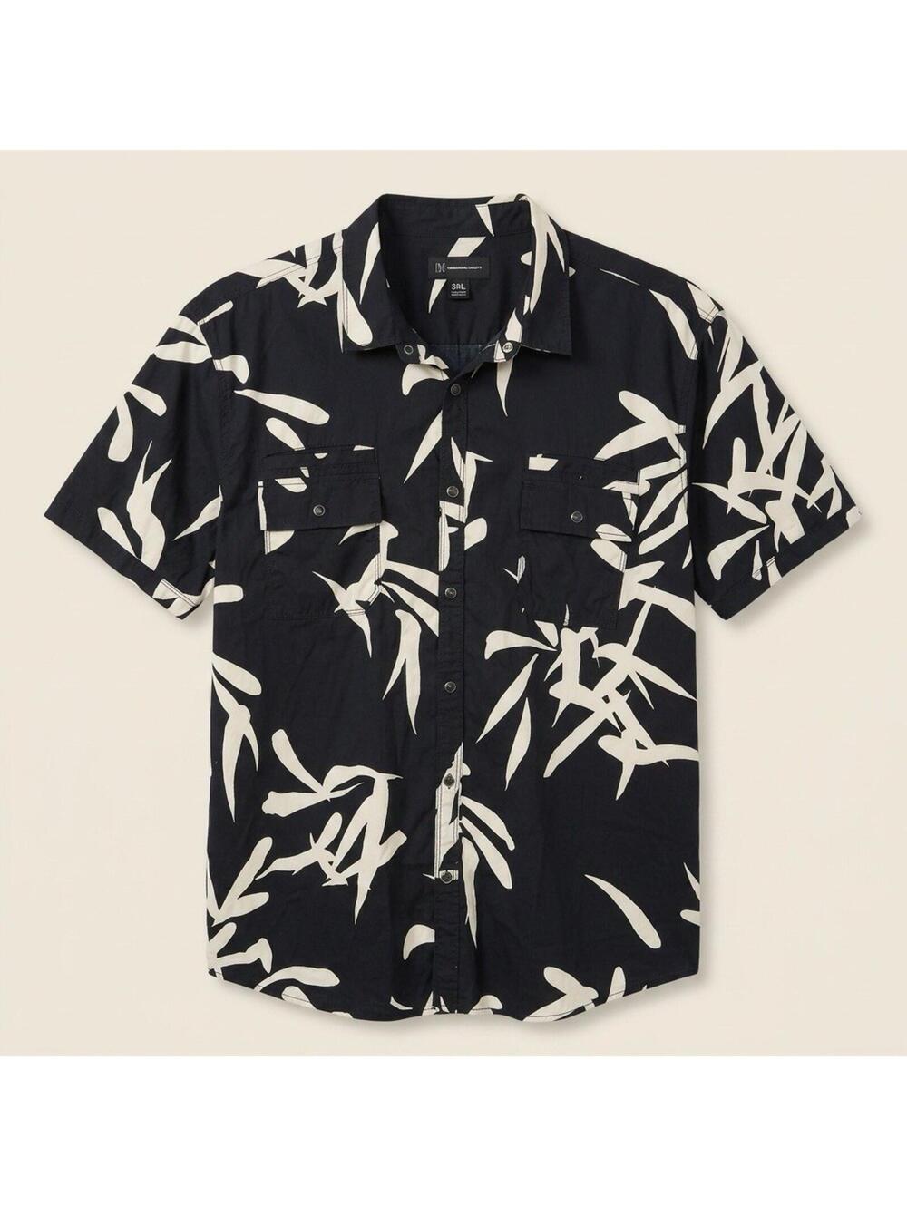 INC International Concepts Men’s Black White Abstract Print Button Up Shirt 3XL